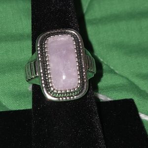 Kunzite Cushion Ring in Black Oxidized Silvertone